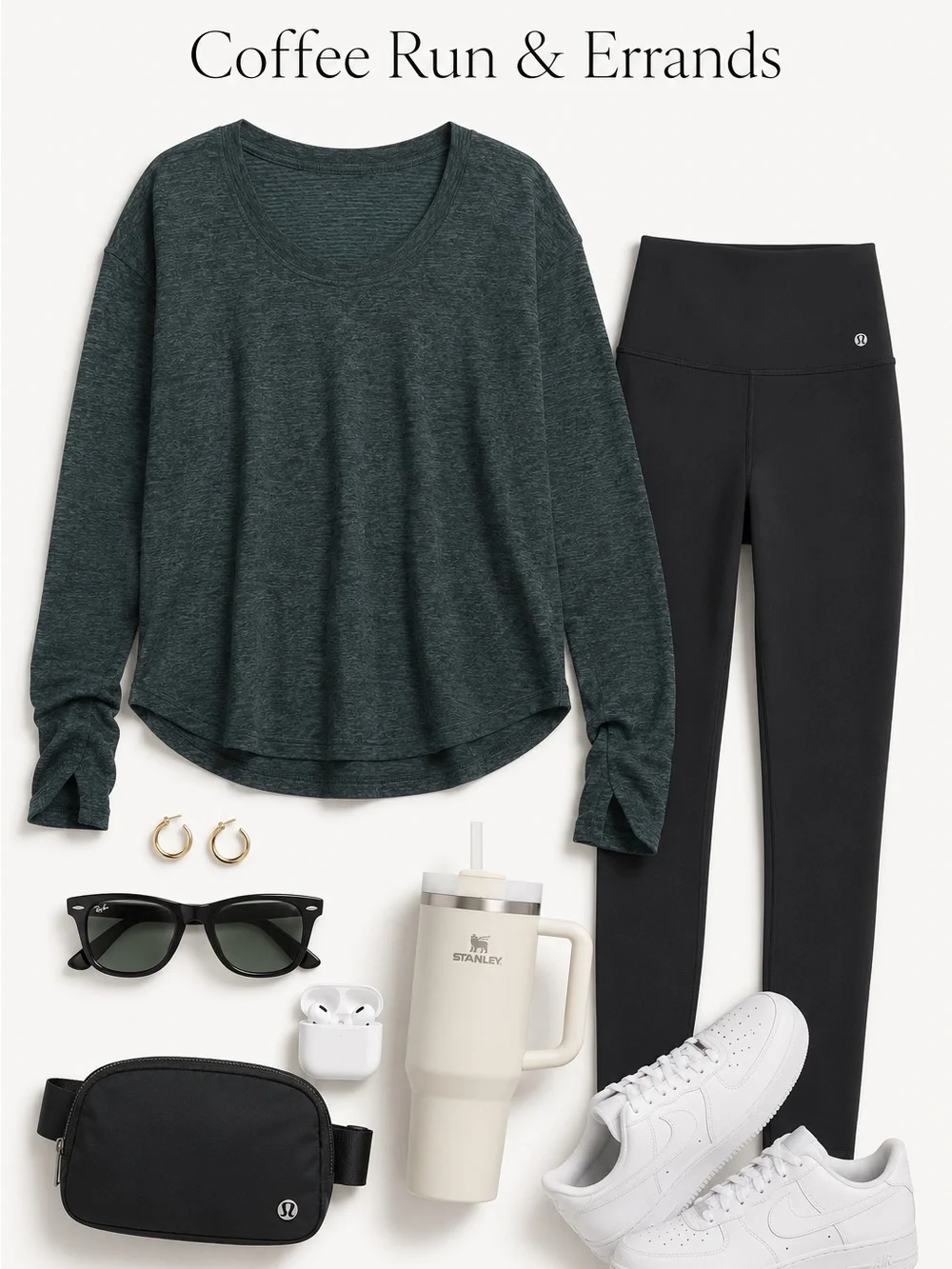 lululemon athletica Long Sleeve Tee in Dark Heather Green